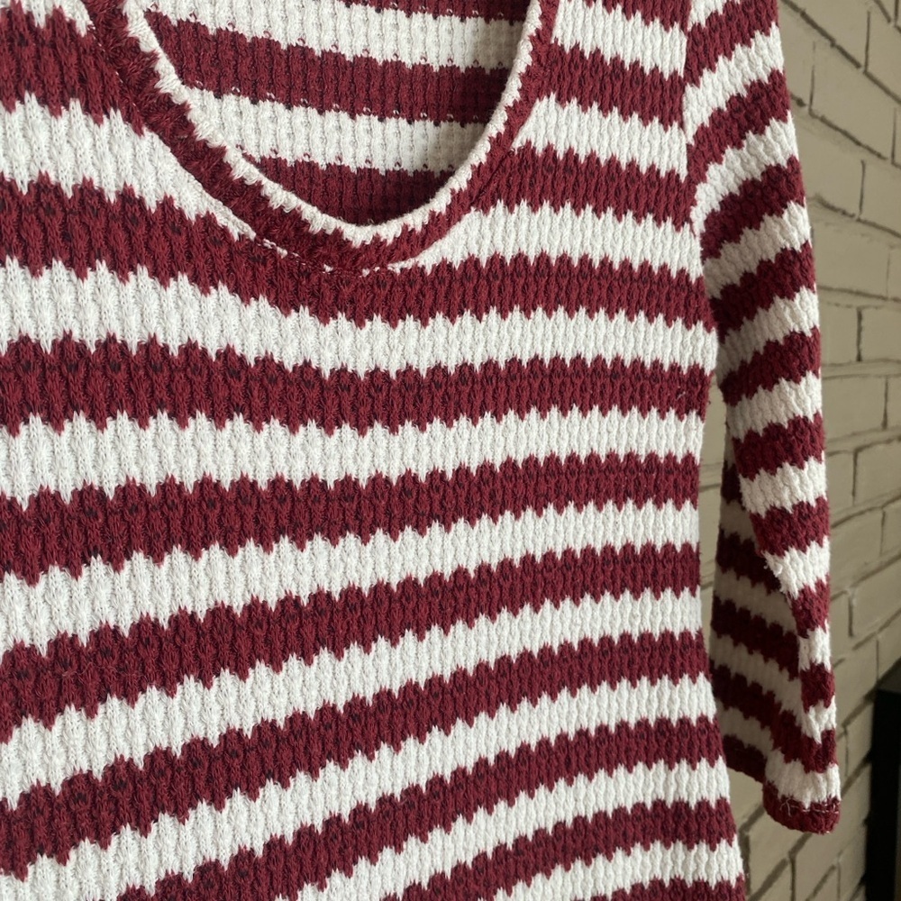 Zara Maroon and White Long Sleeve Dress - Picture 4 of 7